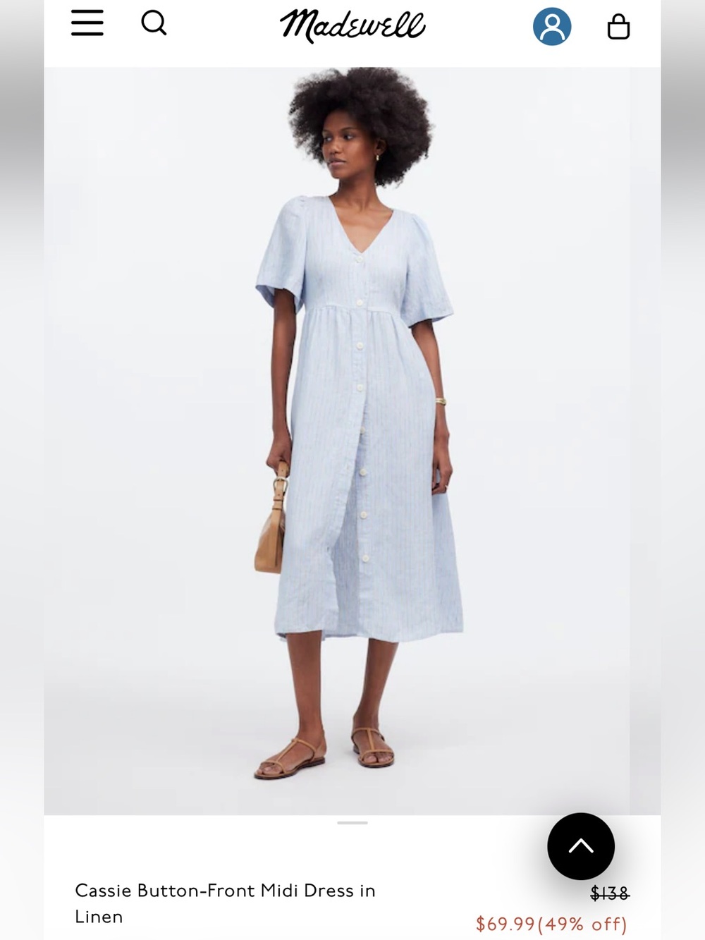 Madewell Cassie Button-Front Midi Dress in Light Blue Stripe